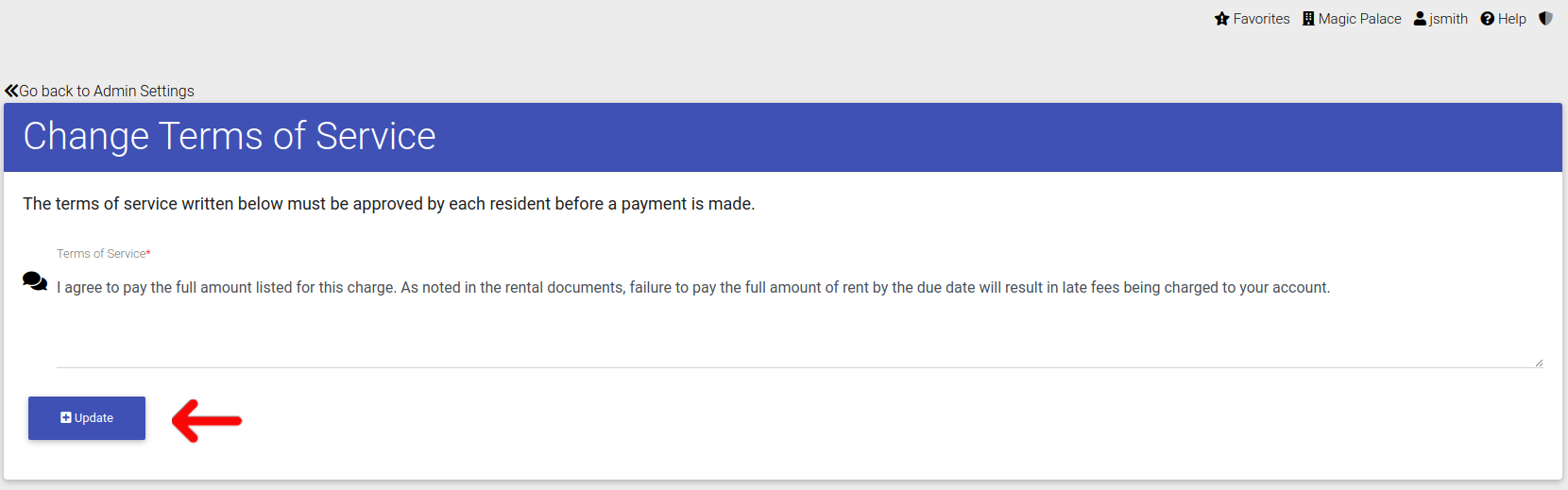 Updating Terms of Service in Property Management Software