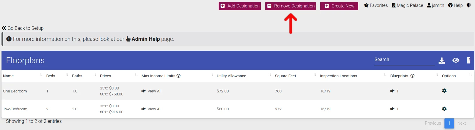 Remove Floorplan Designation