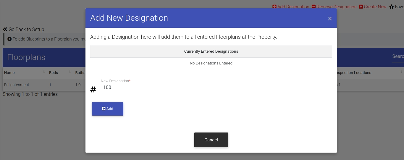Floorplan Designation Form