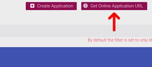 Viewing Online Applications URL in property management software