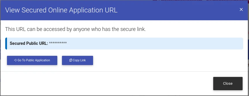 Viewing Online Applications URL in property management software