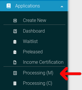 Selecting processing management link in ExactEstate