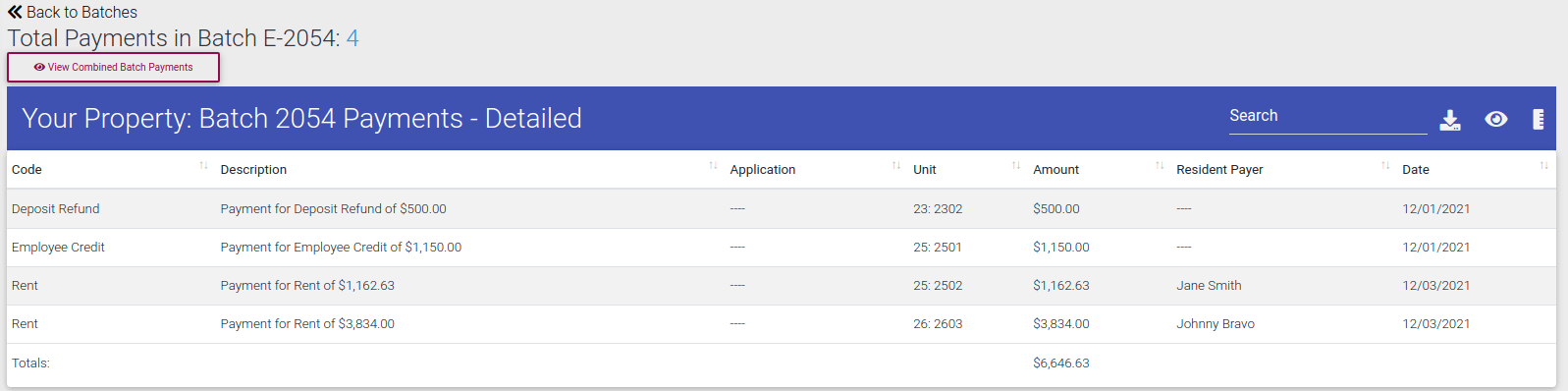 Total Manual Batches in Property Management Software