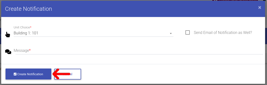 Notification Form for Property Management Software