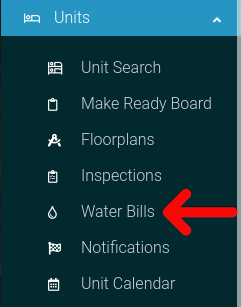 Unit Water Bills navigation link property management software