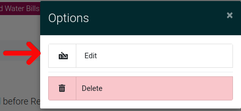 Edit button for Unit Water Bill
