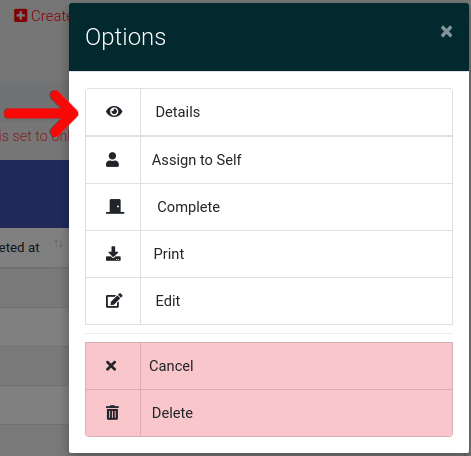Work Order Detail Buttons
