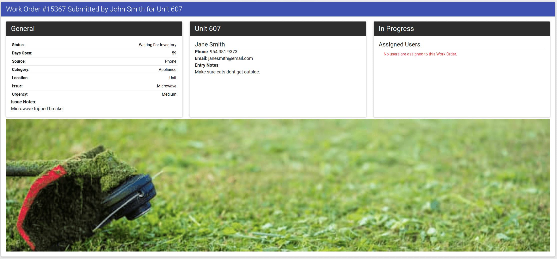 Work Order Detail Page